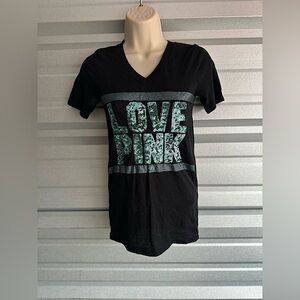 Women’s PINK Victoria’s Secret BLING Ombré V-Neck Tee Size XS